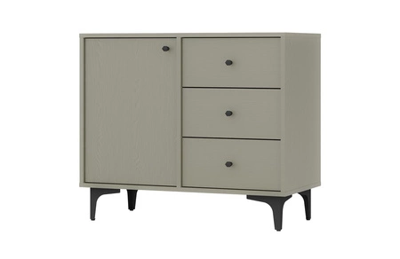 Zestaw mebli do salonu Kioto I eukaliptus stylowy design eleganckie meble wsparte na metalowej czarnej podstawie subtelne uchwyty