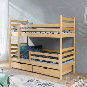 Łóżko piętrowe Amelka 2 osobowe 80x180 cm głębokie szuflady wysuwane na kółkach zajmuje przestrzeń łóżka pojedynczego