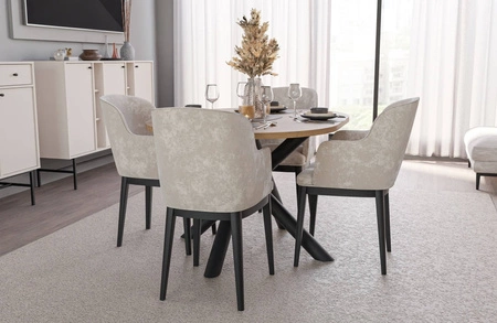 Stół Lyon 100x138 cm dąb artisan / czarny stylowy stół do jadalni osadzony na designerskich nogach typu pająk regulacja wysokości