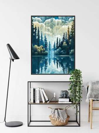 Plakat abstrakcyjny krajobraz 70x100 plakat w ramie precyzyjny wydruk ze stylową grafiką doskonała dekoracja do salonu lub sypialni