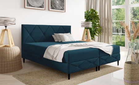 Łóżko kontynentalne Noren 200x200 granatowe nowoczesna forma łóżka klasyczne pikowanie na wezgłowiu idealne do przestronnej sypialni
