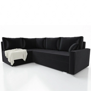 Narożnik z funkcją spania Nofi czarny lewostronny nowoczesny design prosta i stylowa bryła wpisująca się w każdą aranżację