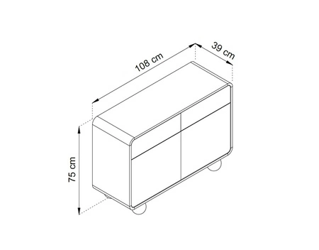 Komoda z szufladami Bion 108 cm beżowa designerska komoda o obłych kształtach oryginalne nogi w kształcie kul przyciągają wzrok