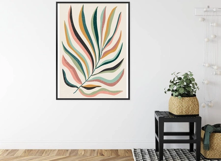 Plakat wielobarwny liść 70x100 plakat w ramie precyzyjny wydruk ze stylową grafiką doskonała dekoracja do salonu lub sypialni