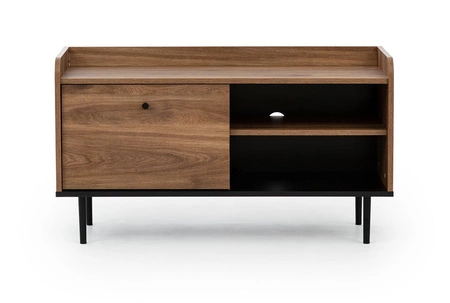 Szafka RTV Apallo 100 cm dąb brandy castello oryginalny design szafki bryła osadzona na metalowych nogach wysokie ranty blatu