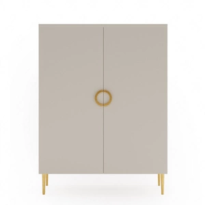 Komoda Belluna 90 cm beżowa elegancka komoda do sypialni w minimalistycznym stylu designerskie uchwyty wysokie metalowe nogi