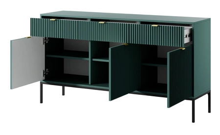 Komoda z szufladami Lovro 154 cm pastelowy zielony nowoczesny design zachwyci miłośników wyrazistych wnętrz