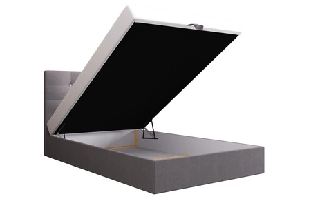 Łóżko kontynentalne Kingston 100x200 szare w nowoczesnym skandynawskim stylu z tapicerowanym zagłówkiem z kryształkami łóżko z pojemnikiem