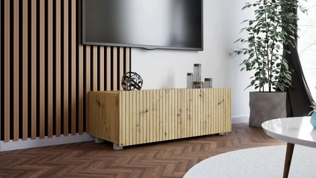 Szafka RTV Colder 100 cm dąb artisan z możliwością podwieszenia stylowy ryflowany front elegancka forma mebla w nowoczesnym stylu