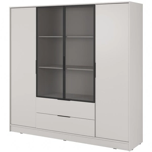 Szafa Corse 206 cm beżowa nowoczesny design szafa z przeszklonymi frontami idealna do garderoby sypialni i biura szafa z półkami