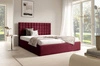 Łóżko tapicerowane Graso 140x200 bordowe nowoczesne i eleganckie łóżko gustowny symetryczny wzór na wezgłowiu pojemnik na pościel