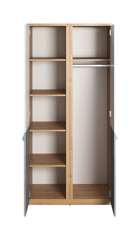 Szafa Plano 90 cm dąb nash / biały / beton nowoczesna i stylowa szafa do pokoju młodzieżowego uniwersalne połączenie kolorystyczne