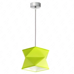 Lampa wisząca Quasar 20 cm limonkowa / szara designerska lampa sufitowa do salonu z bawełnianym abażurem i metalową podstawą