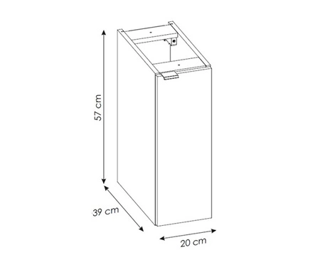 Szafka łazienkowa wisząca Nova 20 cm dąb coast evoke funkcjonalna szafka pod blat idealnie dopełni aranżację uchwyt krawędziowy