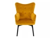 Fotel Carmen żółty odporny na zaciągnięcia i zadrapania komfortowy podczas wypoczynku drewniane nogi
