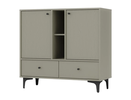 Zestaw mebli do salonu Kioto I eukaliptus stylowy design eleganckie meble w stonowanej kolorystyce wzbogacone czarnymi dodatkami