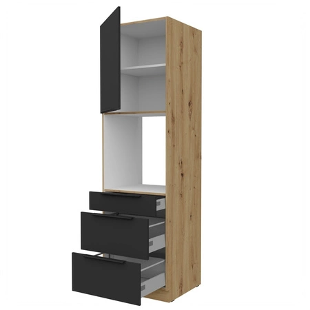 Słupek kuchenny Alatri Ar 60 DPS-210 3S 1F szafka z szufladami do zabudowy piekarnika fronty wykonane w technologii anti fingerprint