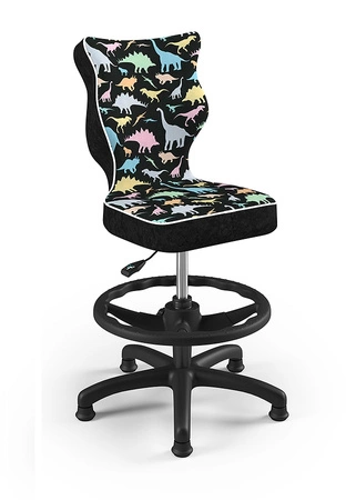 Krzesło do biurka Petit motyw dinozaury dopasowane do wzrostu 119-142 cm ergonomiczne krzesło obrotowe z podnóżkiem