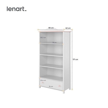 Zestaw mebli Luna biały / różowy eleganckie i stylowe meble do pokoju dziewczęcego o subtelnym wykończeniu modna kolorystyka