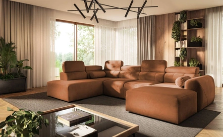 Narożnik z funkcją spania Cantare VI ceglasty prawostronny wygodny narożnik o niebanalnym designie doskonale odnajdzie się w salonie