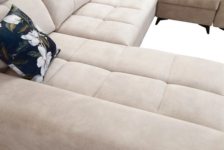 Narożnik z funkcją spania Buffalo IV brązowy lewostronny stylowy narożnik rozkładany z dwoma pojemnikami na pościel welurowa tkanina