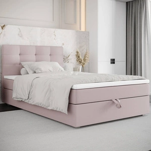Łóżko kontynentalne Flint 120x200 pudrowy róż w nowoczesnym skandynawskim stylu z tapicerowanym zagłówkiem łóżko z pojemnikiem