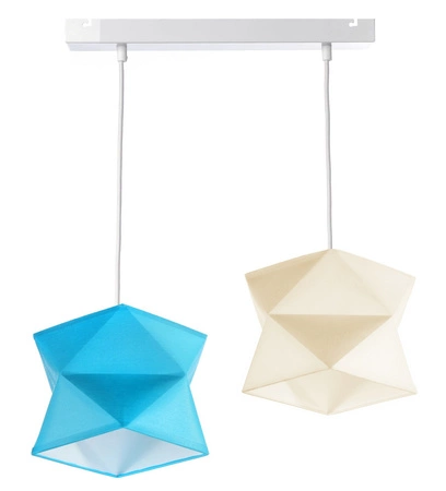 Lampa wisząca podwójna Quasar designerska lampa sufitowa do salonu z bawełnianym abażurem i metalową podstawą