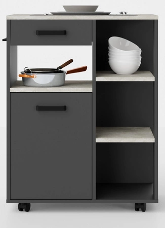 Szafka kuchenna Aigro 70 cm antracyt / beton smart funkcjonalna szafka kuchenna z kółkami idealny mebel do przechowywania naczyń