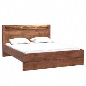 Łóżko Indiana 160x200 cm jesion jasny idealne łóżko do stylowej sypialni ozdobna deska na zagłówku oświetlona LED