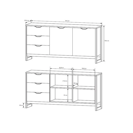 Komoda z szufladami Holte 161 cm dąb grange piaskowy / matera nowoczesny design i system pełnego wysuwu szuflad