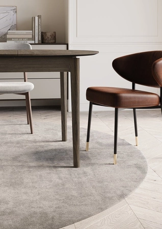 Stół okrągły rozkładany Plot 90 cm dąb ciemny funkcjonalny stół o niewielkich rozmiarach idealnie dopasuje się do mniejszych wnętrz