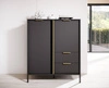 Komoda wysoka Golden 103 cm antracytowa nowoczesny design złoty uchwyt krawędziowy nadaje elegancji idealna komoda do wnętrz w stylu nowoczesnym