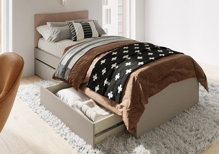 Łóżko Woow 90x200 cm clay grey nowoczesne i praktyczne łóżko rozsuwane z szufladami możliwość zestawienia z innym modułem z kolekcji