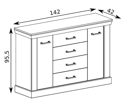Komoda z szufladami Antica 142 cm dąb craft złoty elegancki styl idealna komoda do salonu sypialni lub biura prosta forma