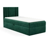 Łóżko kontynentalne Alia 80x200 butelkowa zieleń nowoczesny styl idealne łóżko do pokoju dziecięcego subtelne pionowe przeczycia na wezgłowiu