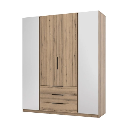 Szafa z lustrem Kastano II 200 cm dąb evoke klasyczna forma uchwyty krawędziowe idealna szafa do sypialni pojemne szuflady