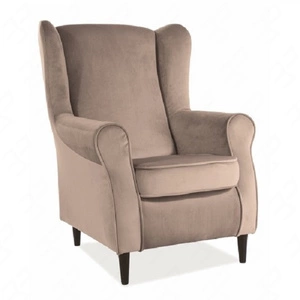 Fotel uszak Baron beżowy komfortowy i funkcjonalny nowoczesna tkanina odporna na zaciągnięcia i zadrapania