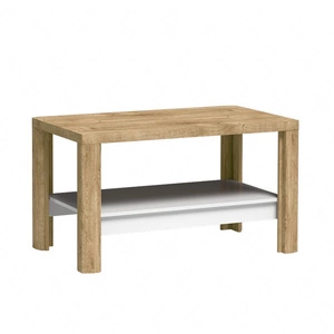 Stolik kawowy Livinio dąb ribbeck / biały połysk praktyczny stolik o klasycznej konstrukcji doskonałe dopełnienie aranżacji salonu