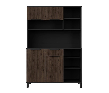 Kredens kuchenny Brianza 119 cm czarny / orzech okapi bufet do kuchni doskonały do aranżacji małego aneksu kuchennego w mieszkaniu