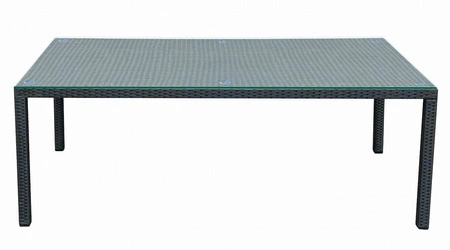 Stół ogrodowy Sottile 100x200 cm czarny nowoczesny design duży stół technorattanowy idealny na przestronny taras szklany blat