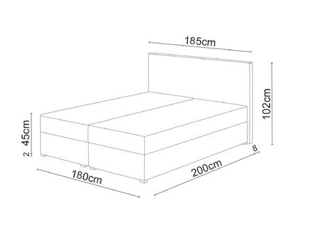 Łóżko kontynentalne Flint 180x200 czarny w nowoczesnym skandynawskim stylu z pikowanym wezgłowiem