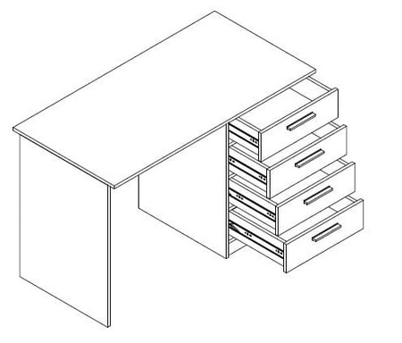 Biurko z szufladami Rest 120 cm dąb craft biały / popiel nowoczesny design mebla obrzeża biurka wykończone zostały specjalną okleiną