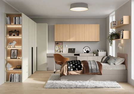 Szafka wisząca Woow 210 cm dąb vincenza bielona minimalistyczny design bezuchwytowe fronty doskonała szafka do przechowywania książek