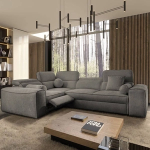 Narożnik z funkcją spania Viano II Lux szary lewostronny designerski narożnik do salonu z komfortowym wysuwanym podnóżkiem