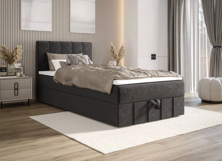 Łóżko kontynentalne Casey 90x200 szare w nowoczesnym skandynawskim stylu z tapicerowanym zagłówkiem łóżko z pojemnikiem