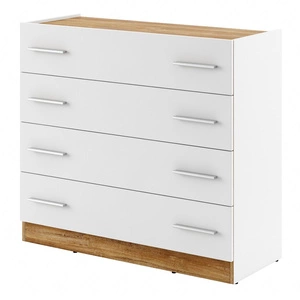 Komoda z szufladami Dentro 100 cm biały / dąb stirling elegancka komoda w nowoczesnym stylu z delikatnie obniżonym blatem