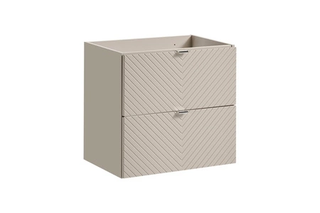 Szafka pod umywalkę Viva 60 cm beżowa nowoczesny design fronty szafki do łazienki z nietuzinkowym frezowaniem w kształcie jodełki