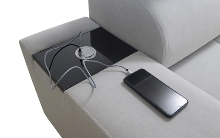 Narożnik z funkcją spania Dafni II brązowy lewostronny pleciony narożnik z pojemnikiem na pościel szuflada z pełnym wysuwem w boczku