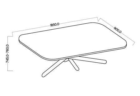 Stół Lyon 90x185 cm orzech wisconsin / czarny nowoczesny stół do jadalni osadzony na stylowych nogach typu pająk regulacja wysokości