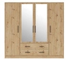 Szafa z lustrem Caspe 200 cm dąb artisan nowoczesny design wykończenie ABS oraz czarne uchwyty